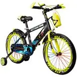 Bicicleta copii 3-5 ani cu roti ajutatoare si bidon pentru apa in suport Kiddo II,12 inch,verde neon