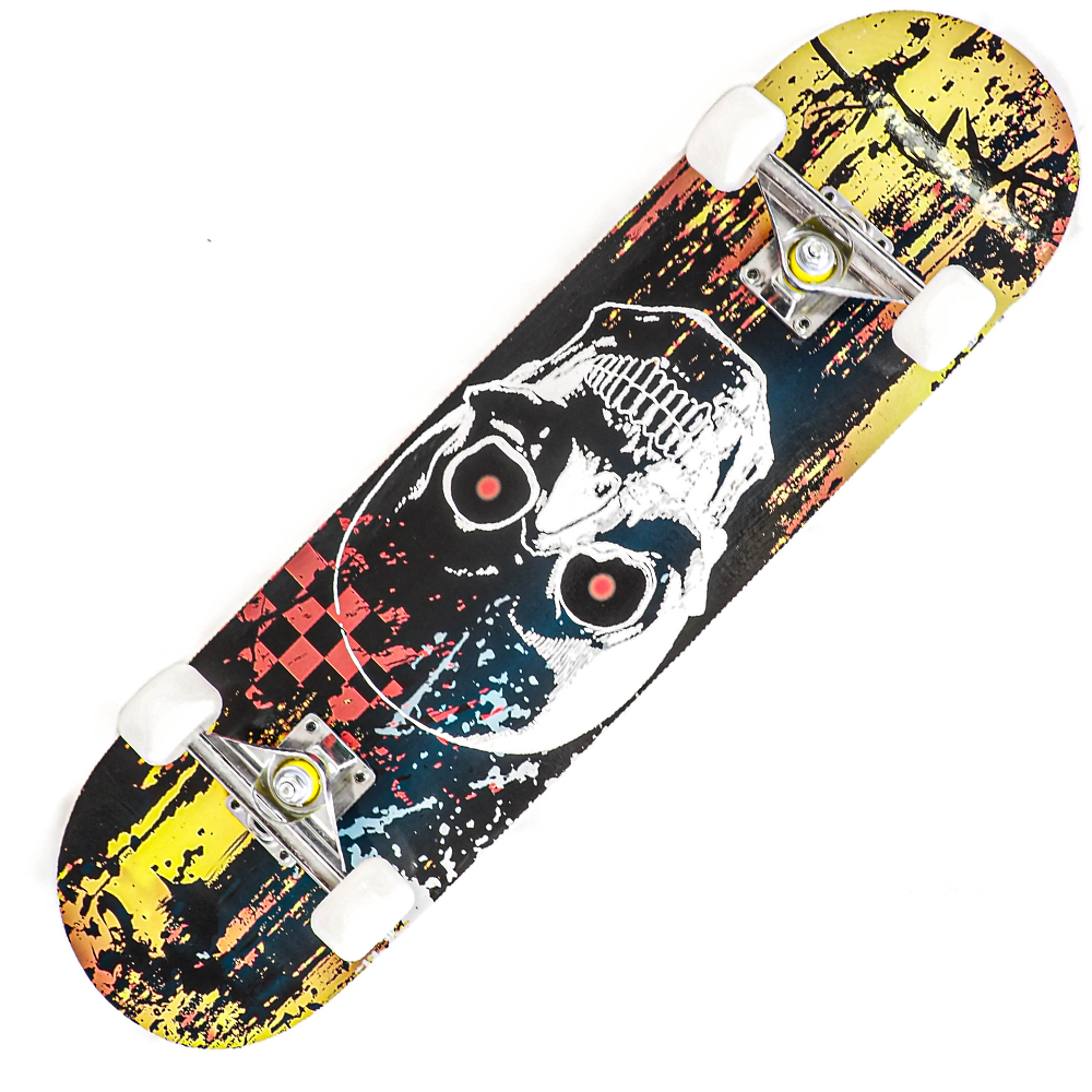 Skateboard Best Sporting Tête De Mort - Planche 78,5 Cm, Roues 50mm, ABEC 7, Max 100kg