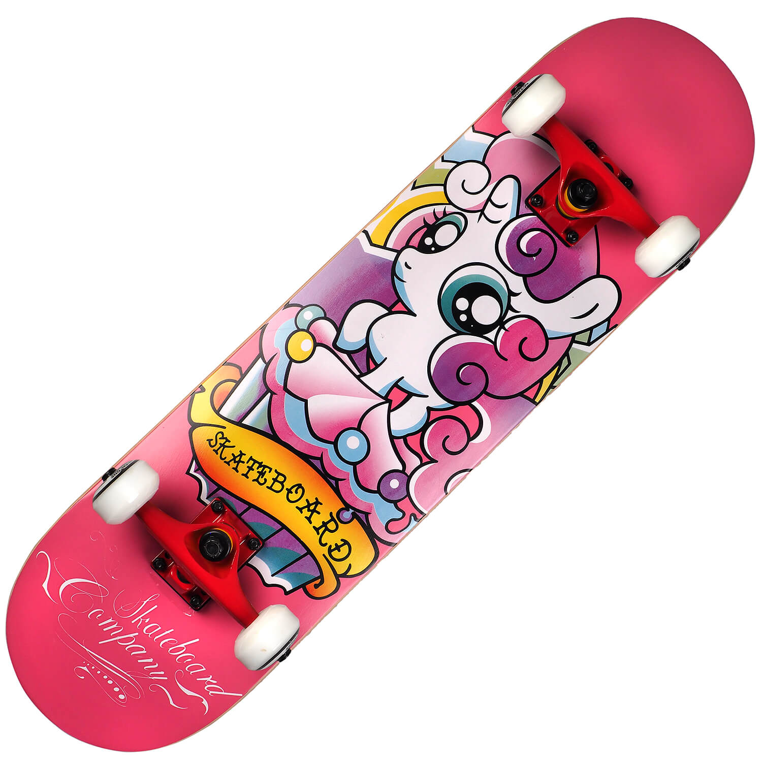 thousand worm advantage Skateboard Action One ABEC-7, Aluminiu, 80 x 20 cm, roz, Girly Unicorn