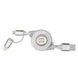 Cablu de date/incarcare microUSB extensibil + Adaptor PNY Lightning Apple, Alb