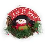 Coronita din ratan Holly, cu figurina let it snow