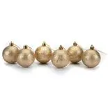 Set 6 globuri gliterate Holly, auriu, diam. 6 cm