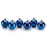 Set 6 globuri lucioase Holly, albastru, diam. 6 cm