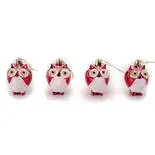 Set 4 globuri Holly, model bufnite, rosu, 6 cm