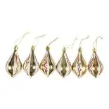 Set 6 conuri lucioase Holly, diametru 9 cm, Auriu/Alb
