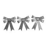 Set 3 fundite cu sclipici Holly, argintiu, 10 cm