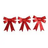 Set 3 fundite cu sclipici Holly, rosu, 10 cm