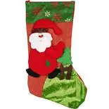 Cizmulita cadou Holly, model Mos Craciun cu bradut, 47 x 18 cm