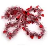 Beteala decorativa Holly, cu inimioare, 5cm x 2m, Rosu