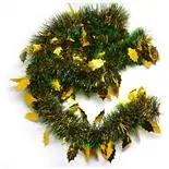 Beteala decorativa Holly, cu frunzulite stralucitoare, 9 cm x 2 m, auriu