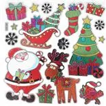 Stickere festive Holly Mos Craciun, Rudolf si Robin 18x23.5 cm