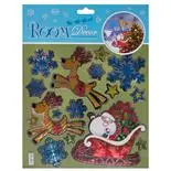 Stickere festive Holly Mos Craciun in sanie 18x23.5 cm