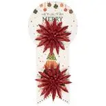 Set Holly 2 decoratiuni craciunita rosu 10 cm