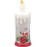 Candela decorativa pentru Craciun Holly, Mos Craciun cu sacul de cadouri 24cm