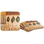 Set suport pluta pahare Gemma 4 bucati Abstract Leaves