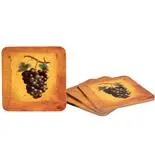 Set suport pluta pahare Gemma 4 bucati Struguri vintage