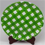 Farfurie Gemma, intinsa, 26 cm, verde, carouri, 3Stx