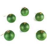 Set 6 globuri gliterate Holly, verde, diam. 6 cm