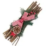 Decoratiune pentru centrul mesei Holly, model crenguta brad cu fundita, 30 cm