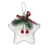 Decoratiune Xmas Holly steluta alba 10x12 cm