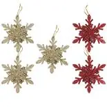 Set 5 fulgi de zapada Holly 10 cm, auriu/rosu