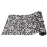 Runner de masa festiv Holly, argintiu cu flori, 28cm x 2.75m