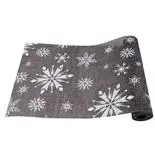 Runner de masa festiv Holly, argintiu cu stelute, 28 cm x 2.75 m