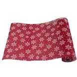 Runner de masa festiv Holly, rosu cu fulgi de nea, 28 cm x 2.75 m