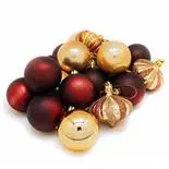Set mixt Holly, 20 de globuri, 5 cm, champagne + burgundy