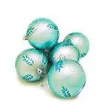 Set mixt Holly, 6 globuri cu model, 8 cm, acid blue