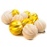 Set Holly, 12 globuri aurii, 6 cm