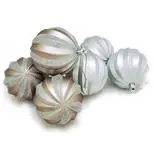 Set Holly, 6 globuri mate si gliterate, 8 cm, gri argintiu
