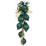 Decoratiune Holly, cu 8 globuri, 77 cm, peacock blue