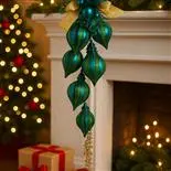 Decoratiune Holly, cu 8 globuri, 77 cm, peacock blue