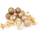 Set Holly 42 globuri mixte decorate, 7 cm, auriu