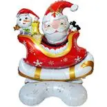 Decoratiune Mos Craciun in sanie, Holly,  balon folie 3D, 112x95cm