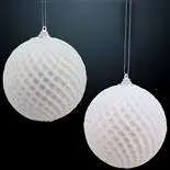Set 2 globuri Holly, dantelate, 10cm, alb