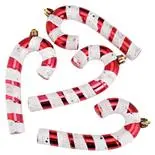 Set 4 bastonase, Holly, 14.5 cm, alb/rosu