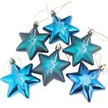 Set 6 globuri stelute, Holly, 8cm,  turquoise