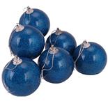Set 6 globuri pudra stralucitoare Holly, 6cm,  albastru