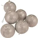 Set 6 globuri pudra stralucitoare Holly, 6cm, argintiu
