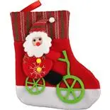 Cizmulita cadou Holly, Mos Craciun pe bicicleta 25x20 cm