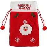 Saculet Holly pentru cadouri, Mos Craciun, 17x27 cm, alb-rosu