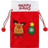 Saculet Holly pentru cadouri, Rudolph, 17x27 cm, alb-rosu