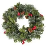 Coronita decorativa de Craciun Holly, cu conuri si merisoare 45cm