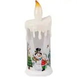 Candela decorativa pentru Craciun Holly, Om de zapada 24cm