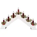 Decoratiune Craciun Holly, Sfesnic cu 7 lumanari Led, 6.5*50*30cm