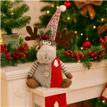 Decoratiune luminoasa de Craciun Holly, Ren cu coarne maro, 35cm