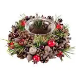 Suport lumanare Holly, decorat cu elemente naturale, 14*5cm