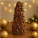 Bradut decorativ Holly, decorat cu elemente naturale, 29*11cm